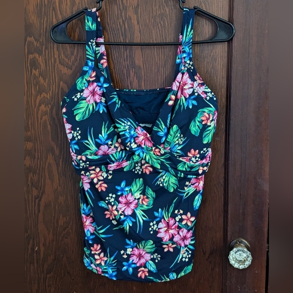 Lands' End Womens Wrap Underwire Tankini Top Bust Support Size 14 DD $60 9B435 - Picture 1 of 6